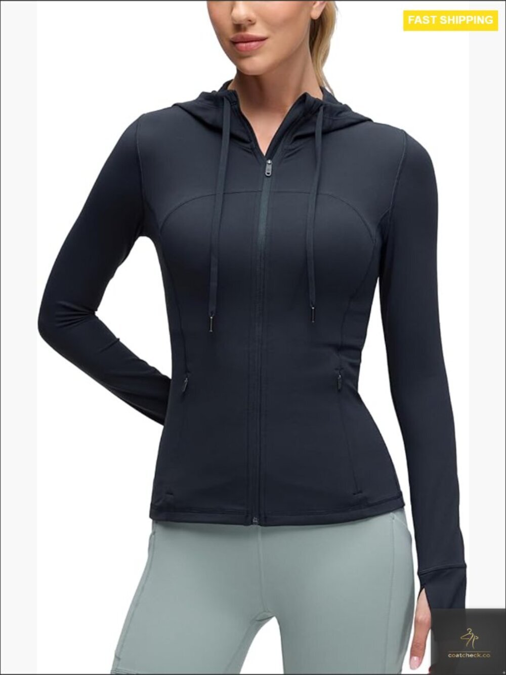 Butterluxe Full Zip Track Jacket with Thumbholes Pockets Hooded Active